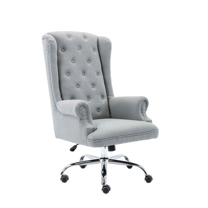 Wingback Office Chair For Desk, Linen Upholstery