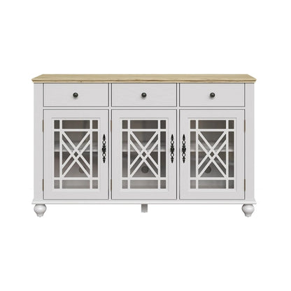 55 Vintage Style Kitchen Accent Buffet Sideboard Cabinet w/ Drawers - 55 in Width