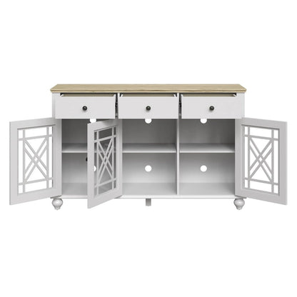 55 Vintage Style Kitchen Accent Buffet Sideboard Cabinet w/ Drawers - 55 in Width