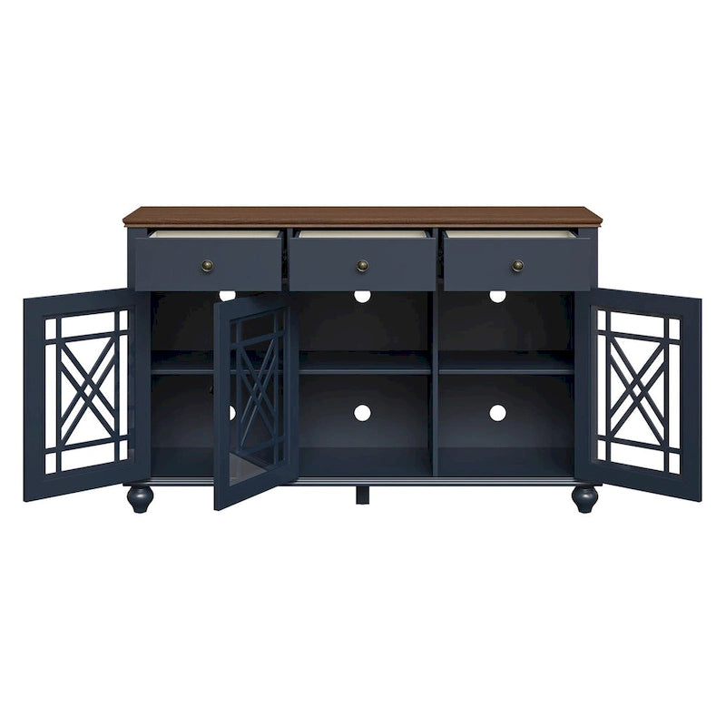 55 Vintage Style Kitchen Accent Buffet Sideboard Cabinet w/ Drawers - 55 in Width