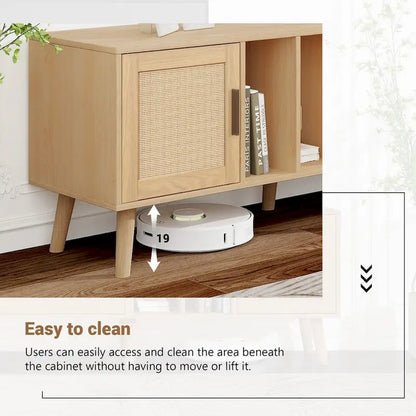 TV Stand for TVs up to 80 with Solid Wood Legs and Ample Storage Space